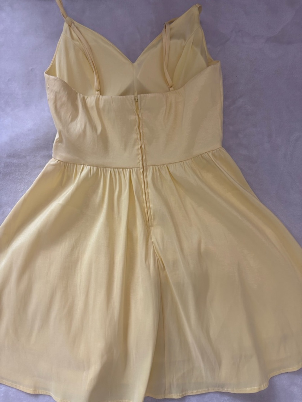Yellow Jeweled Waist Spaghetti-Strap 
Short formal  Dress - Picture 4 of 5